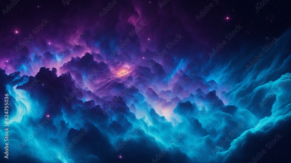 Colorful space galaxy cloud nebula. Stary night cosmos. Universe science astronomy. Supernova background wallpaper - IA générative