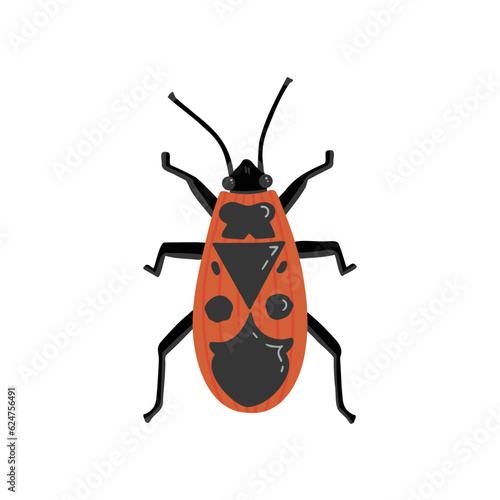 firebug, bedbug soldier. Vector Illustration for printing, backgrounds, covers and packaging. Image can be used for greeting cards, posters, stickers and textile. Isolated on white background.