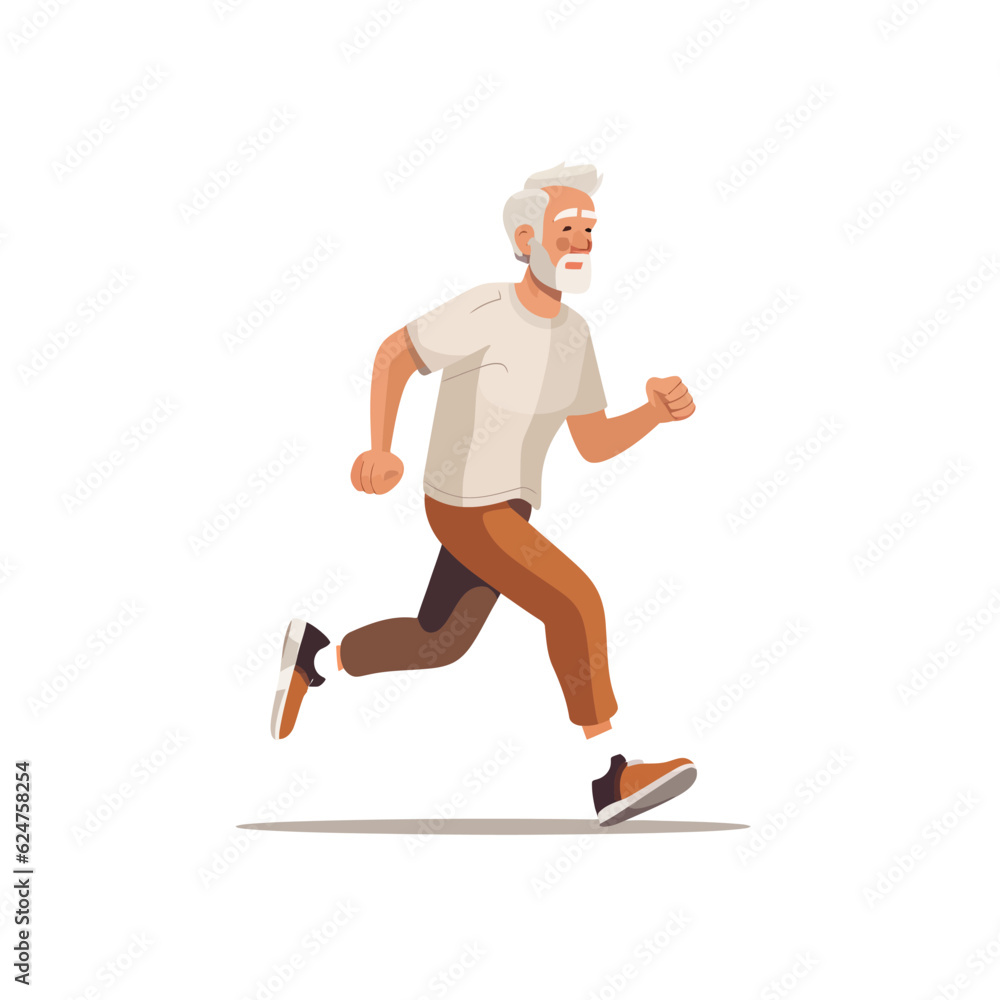 old man jogging vector flat minimalistic isolated illustration old man jogging vector flat minimalistic isolated illustration