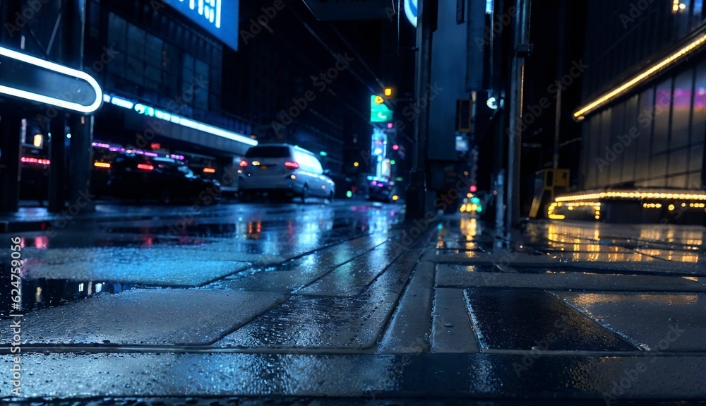 Rainy Streets of the Metropolis Nighttime Journey Through Glowing Avenues ai generated