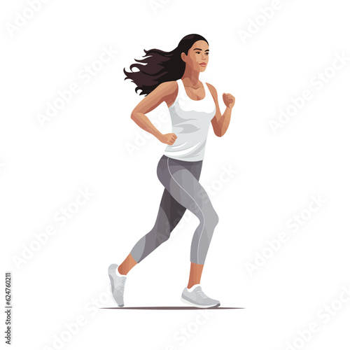 Fotografia Woman Jogging vector flat minimalistic isolated illustration