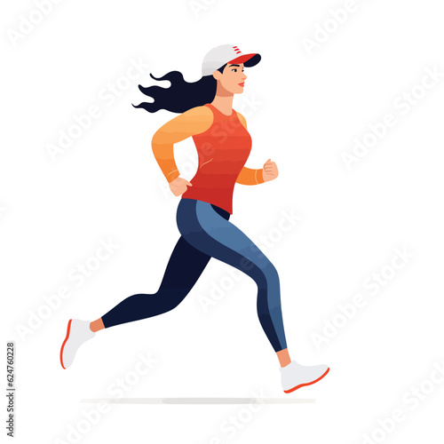 Woman Jogging vector flat minimalistic isolated illustration