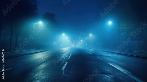 road in a blue light