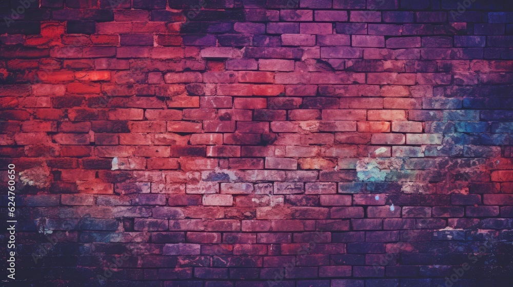 Fototapeta premium Grunge Artistry: Dramatic Magenta Brick Wall