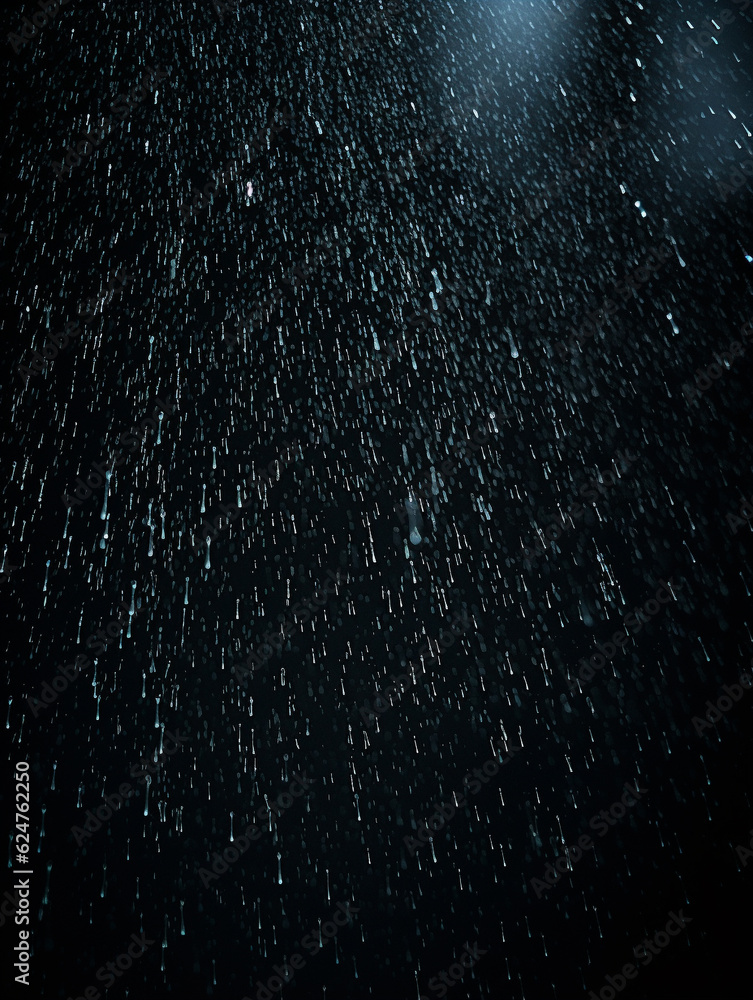 Obraz premium Overlay resource of a rain against black background, created with generative AI technology, created with generative AI technology