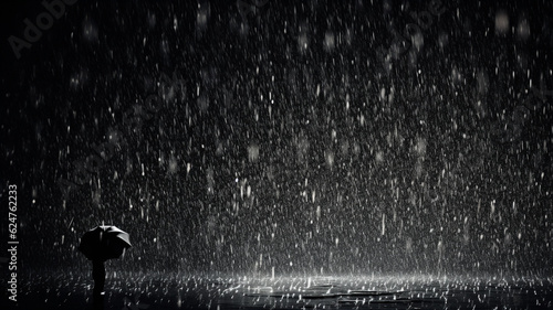 Overlay resource of a rain against black background, created with generative AI technology, created with generative AI technology