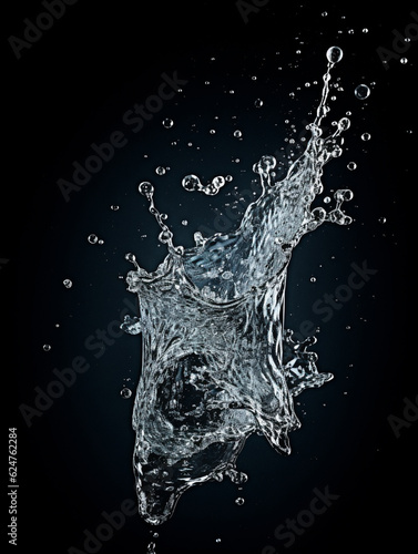 Overlay resource of a water splash against black background, created with generative AI technology, created with generative AI technology