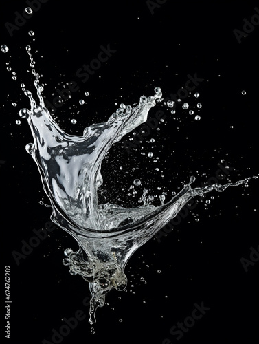 Overlay resource of a water splash against black background, created with generative AI technology, created with generative AI technology
