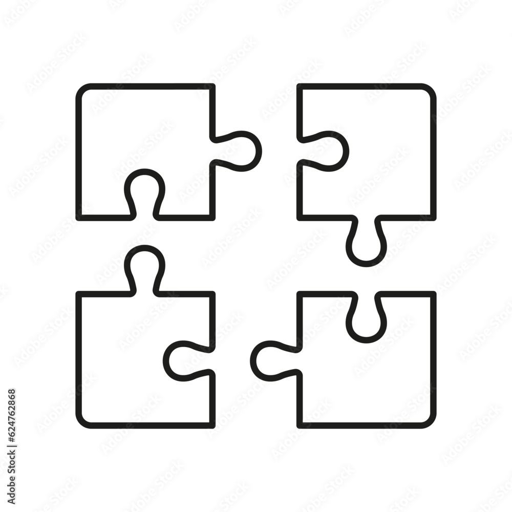Jigsaw Square Pieces Match Linear Pictogram. Puzzle Challenge, Teamwork, Logic Game, Idea, Outline Sign. Combination Solution Line Icon. Editable Stroke. Isolated Vector Illustration Jigsaw Square Pieces Match Linear Pictogram. Puzzle Challenge, Teamwork, Logic Game, Idea, Outline Sign. Combination Solution Line Icon. Editable Stroke. Isolated Vector Illustration