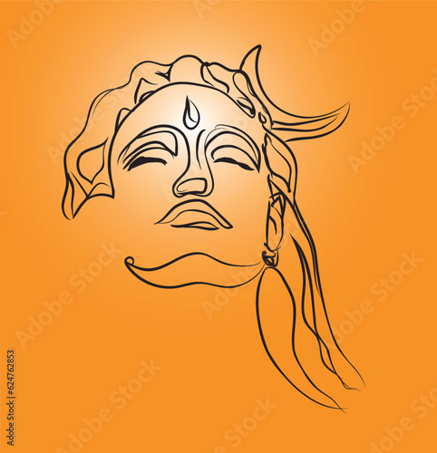 Shiv bhagwan poster isolated yellow background