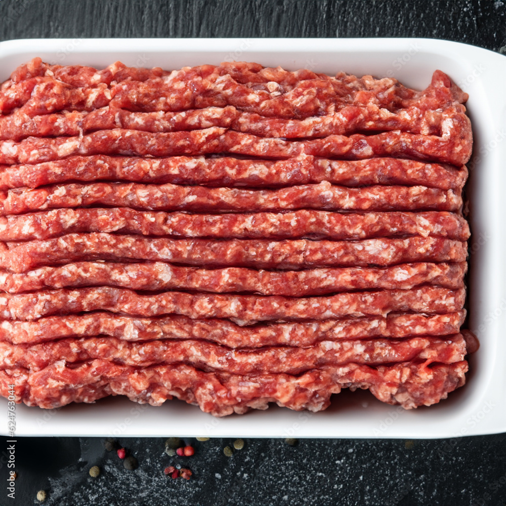 raw ground beef, delicious beef. Beef for hamburger