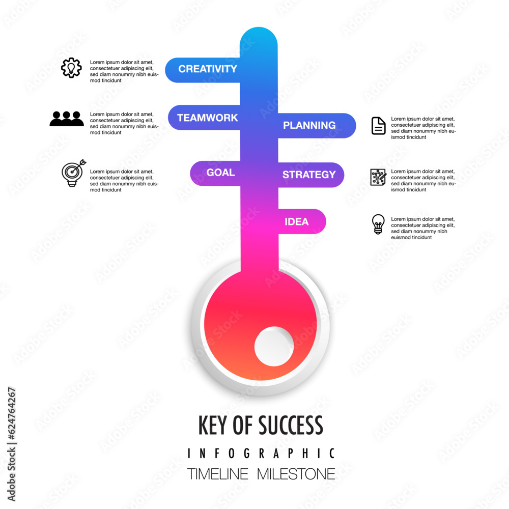 key of success Infographic template for business direction, marketing ...