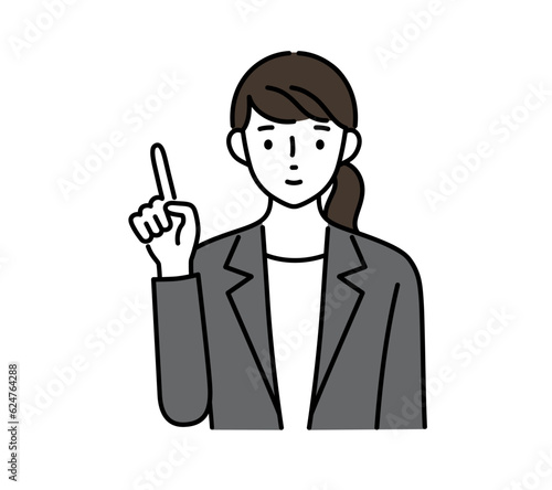 指をさして説明する女性のイラスト	アイコン