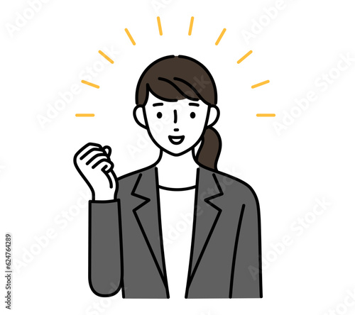 励ます女性のイラスト　アイコン