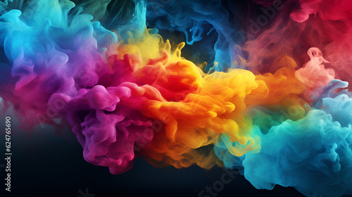  Splash of Color . Background design of fractal paint and rich texture on the theme of imagination  creativity and art. AI generation