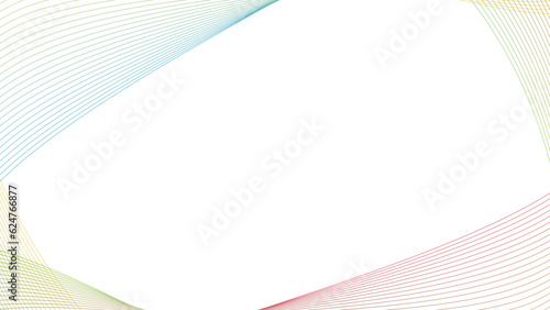 カラーのラインウェーブのフレームと白の背景イラスト