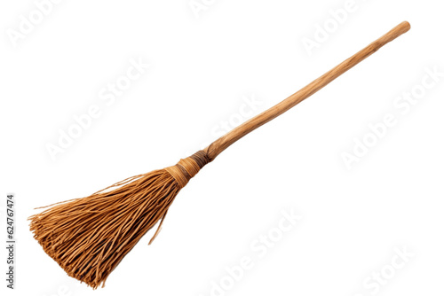 Witch Broom Isolated on Transparent Background. Generative AI photo