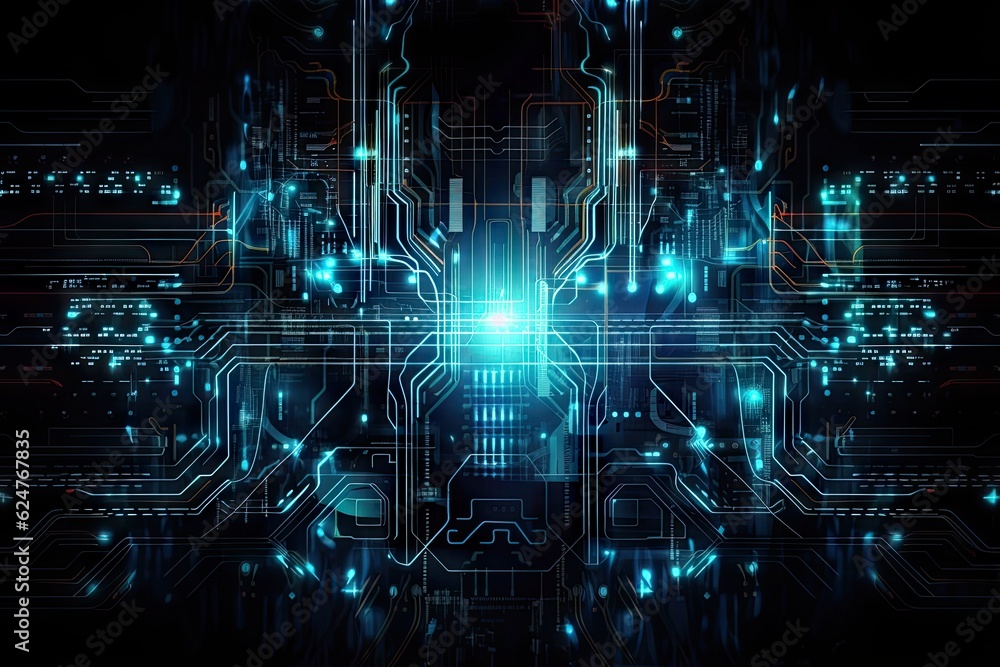 Abstract Blue Digital Circuit Background: Technology, Computers, and Networks for Business Generative AI illustrations Abstract Blue Digital Circuit Background: Technology, Computers, and Networks for Business Generative AI illustrations