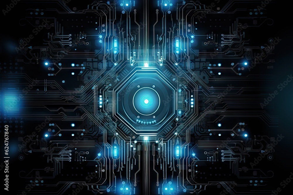 Abstract Blue Digital Circuit Background: Technology, Computers, and Networks for Business Generative AI illustrations Abstract Blue Digital Circuit Background: Technology, Computers, and Networks for Business Generative AI illustrations