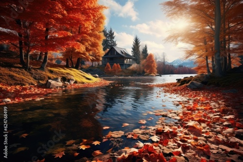 autumn landscape of golden autumn