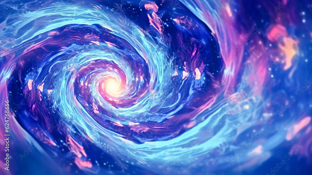 Mesmerizing Spiral Artwork in Vibrant Blue and Purple Background Generated by AI
