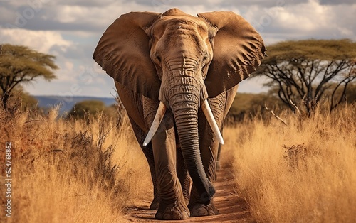 A large elephant standing on a dirt road. AI © Umar
