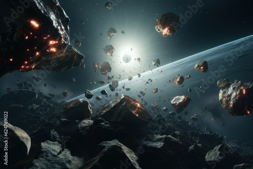 meteorite asteroid flying towards earth