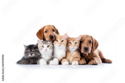 cute cats and dogs on a plain white background