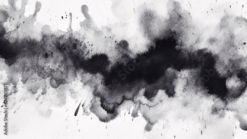 Black and White Ink Painting of a Plane - Generative AI