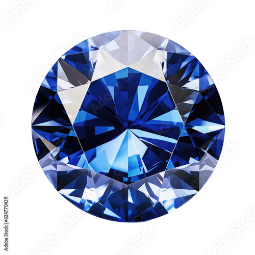 Sapphire gem isolated on transparent background. Generative AI photo
