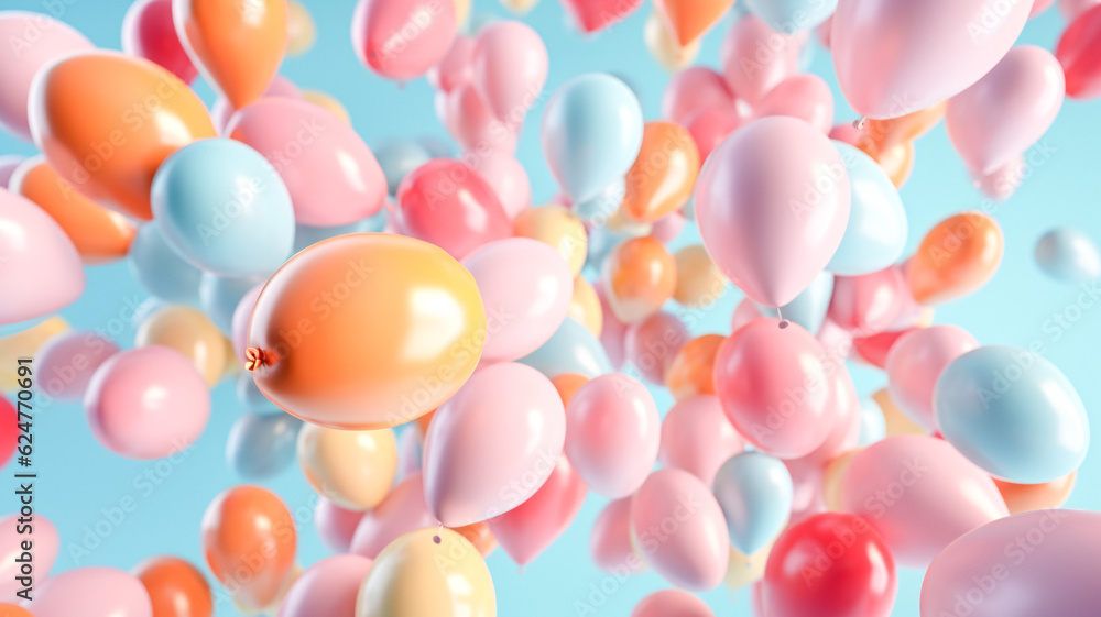 Colorful Balloons Floating in the Air on a Sunny Day - Generative AI Colorful Balloons Floating in the Air on a Sunny Day - Generative AI