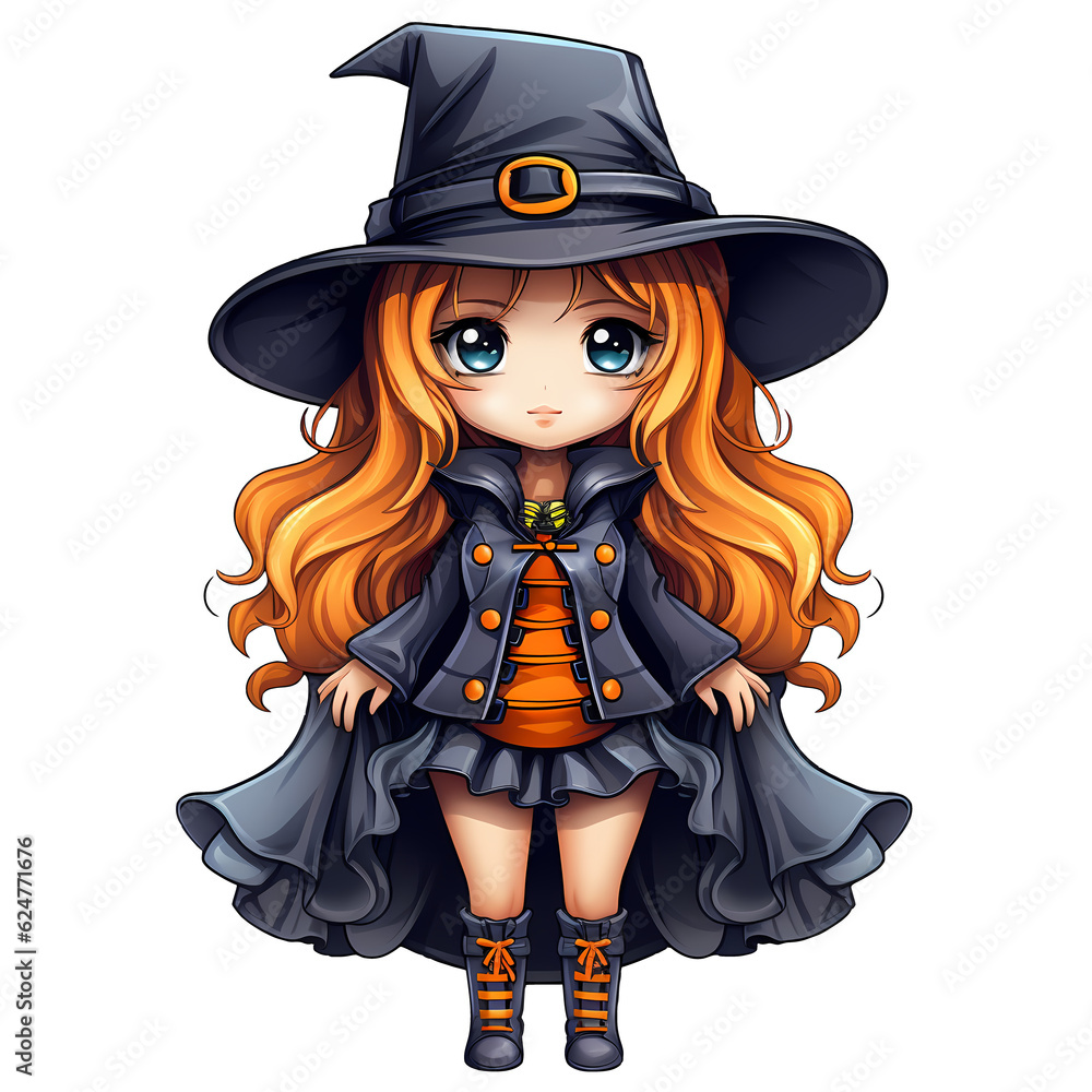Cute Halloween Witch 2D Illustration