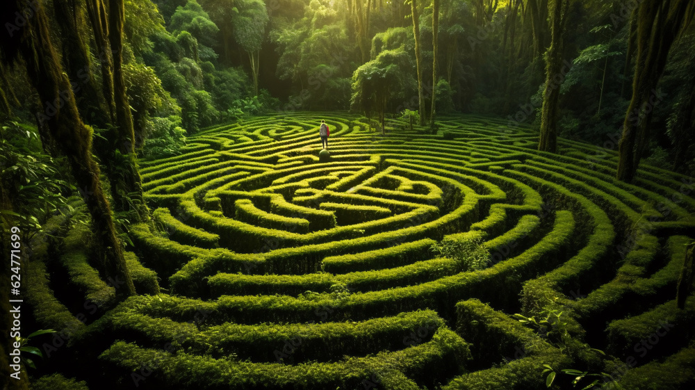 Enchanted Forest Maze with Adventurous Wanderer - Generative AI Enchanted Forest Maze with Adventurous Wanderer - Generative AI