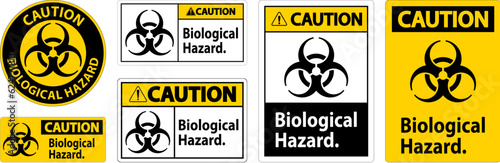 Caution Label Biological Hazard On White Background