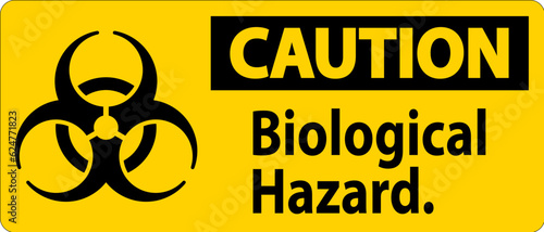 Caution Label Biological Hazard On White Background