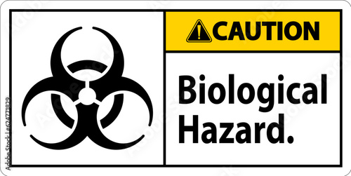 Caution Label Biological Hazard On White Background