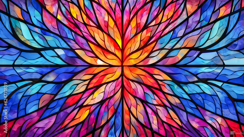Enchanting Stained Glass Window with Flower - Enhanced by Generative AI