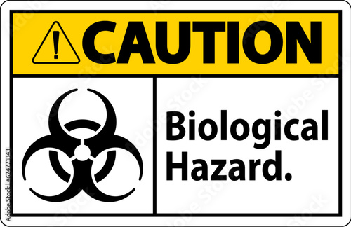 Caution Label Biological Hazard On White Background