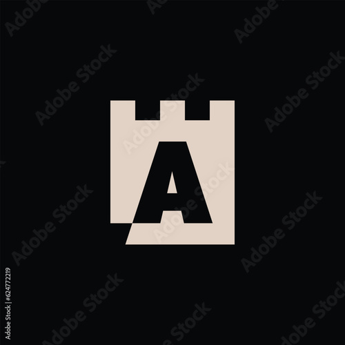 A Letter Castle Fortress Logo Vector Icon Illustration