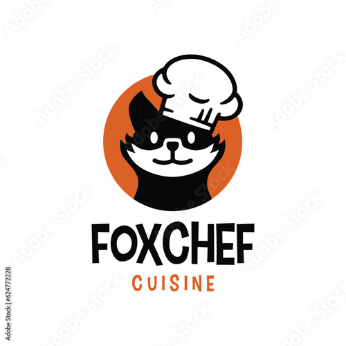 Fox Chef Cartoon Mascot Kitchen Bakery Restaurant Logo Vector Icon Illustration