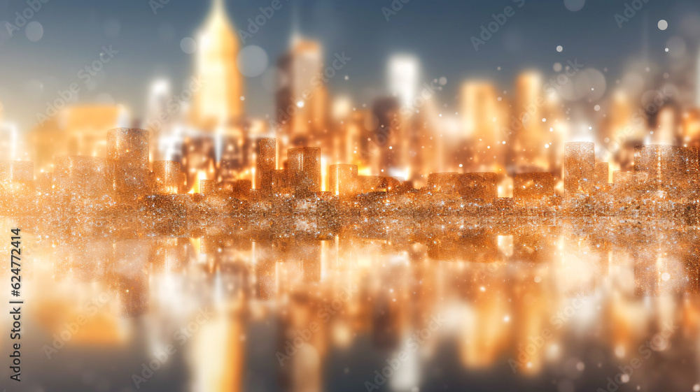 Mesmerizing Arafed City Skyline with Reflecting Lights in Water: A Generative AI Masterpiece