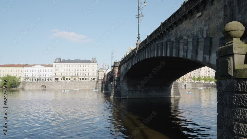 Legion Bridge (Most Legií) over Vltava river in Prague, , static shot Legion Bridge (Most Legií) over Vltava river in Prague, , static shot