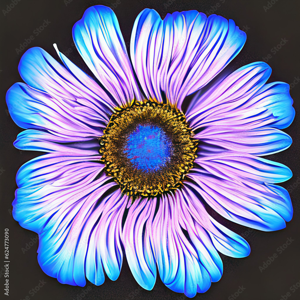 Obraz premium Abstract white blue flower on dark background