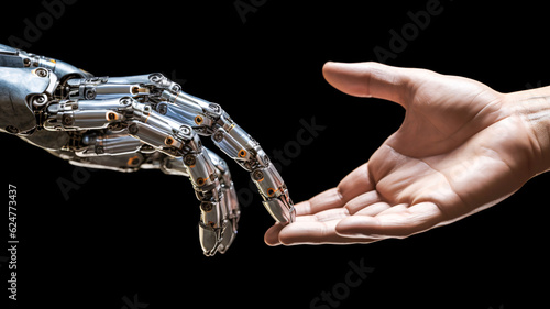 Tela Human Interacting with Robot Hand - Generative AI