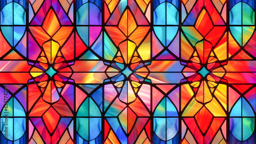 Cross on Stained Glass Window - Enhanced with Generative AI photo