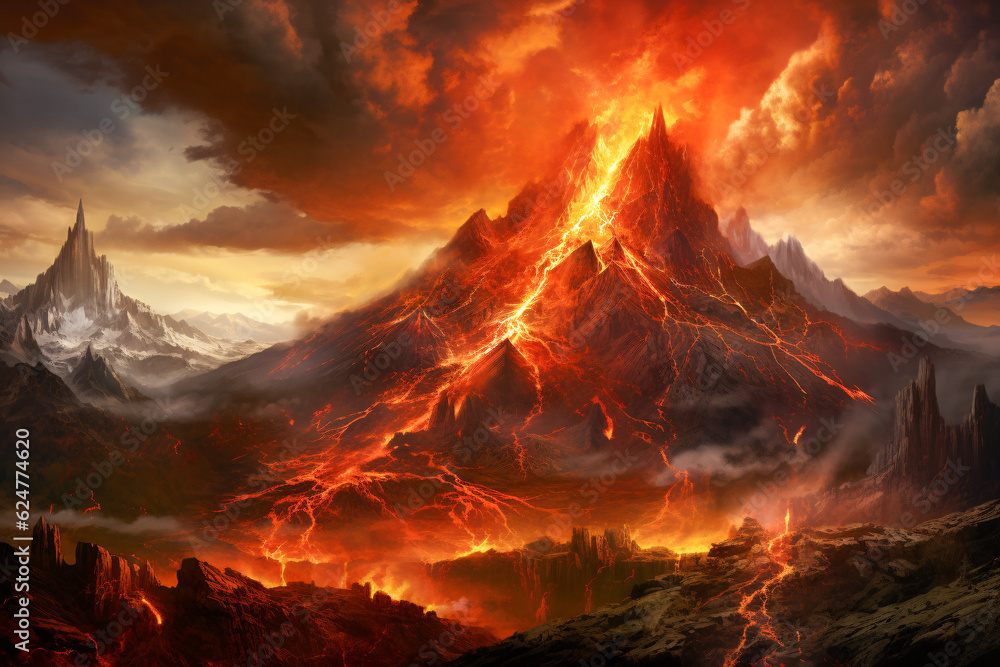 Fiery Mountain Majesty: A Generative AI Masterpiece