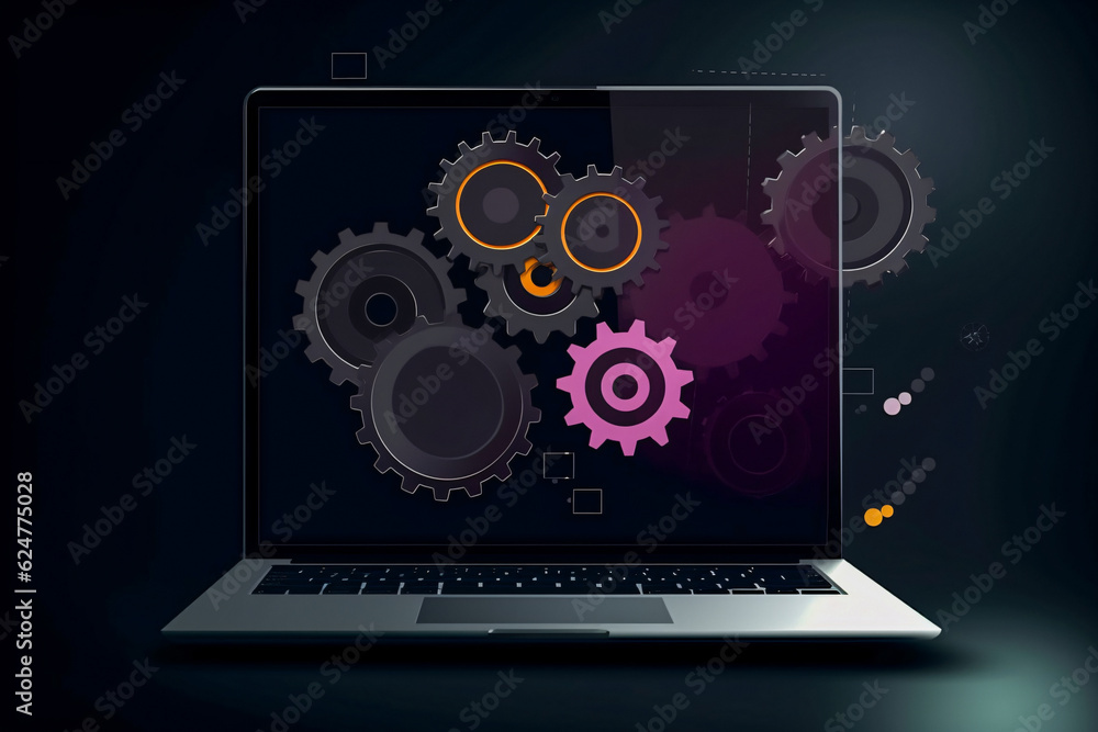 Mechanical Marvel: Laptop with Generative AI-Powered Gears Mechanical Marvel: Laptop with Generative AI-Powered Gears