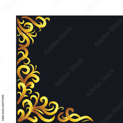  frame on a black background in the form of golden swirls