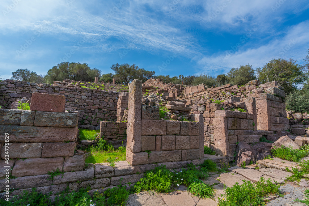 Various photographs taken from the ancient city of Aigai within the borders of Manisa province