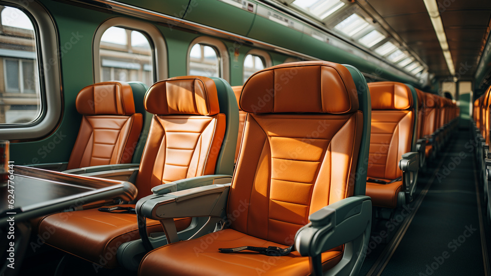Fototapeta premium Arrangement of seats of trains or passenger cabins.